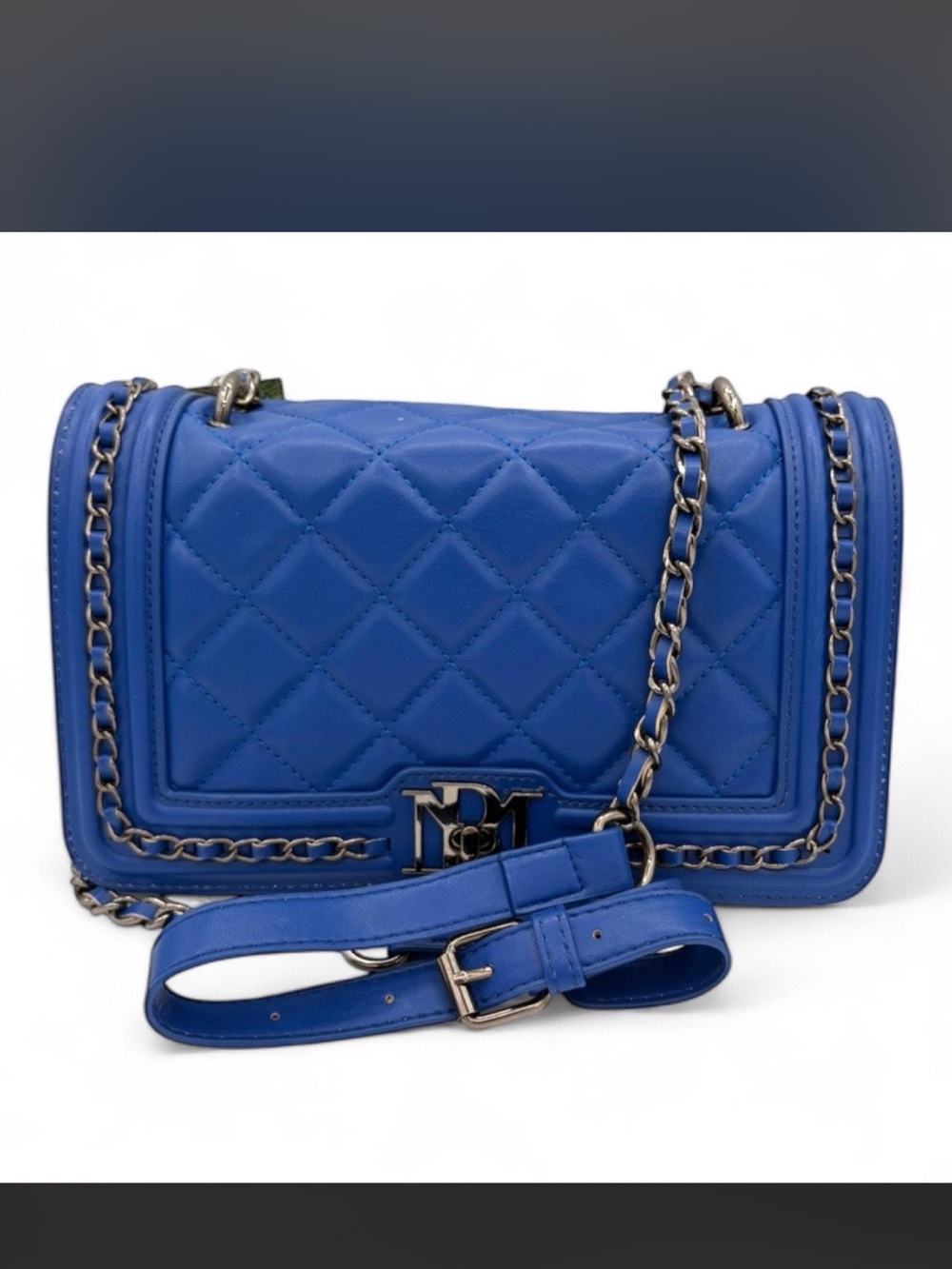 Badgley Mischka Royal Blue Quilted Chain Crossbody